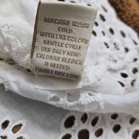 Cynthia Rowley Womens Cottagecore Boho Tie -strap Peplum White Eyelet Tank Top L - Picture 7 of 11